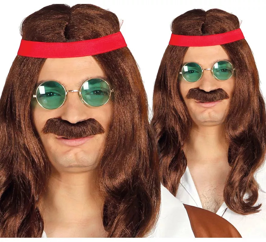 Translation missing: fr.Peluca de Hippie con cinta y bigote
