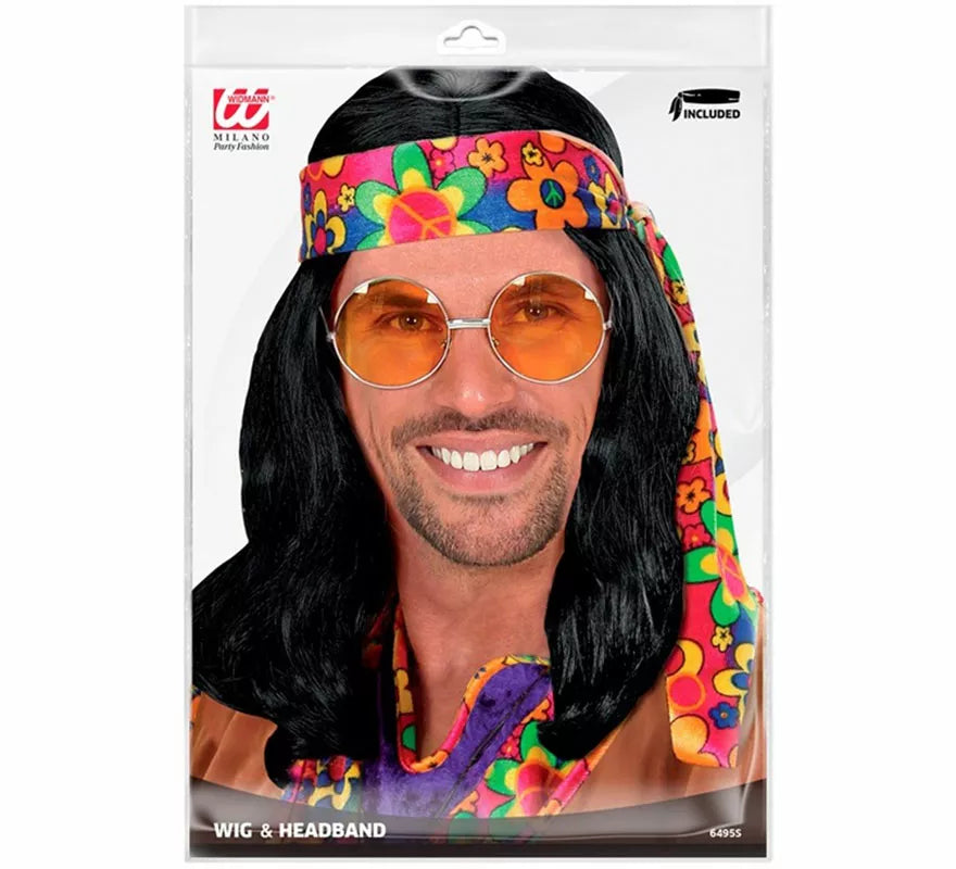 Translation missing: fr.Peluca de Hippie negra con Bandana