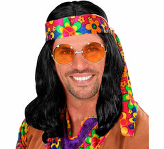 Perruque hippie noire avec bandana