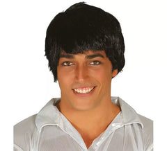Perruque homme noir avec une frange