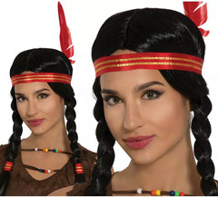Perruque indienne avec ruban et plume