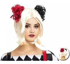 Perruque de clown avec nœuds bicolores