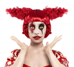 Perruque de petits pains de clown rouge adulte