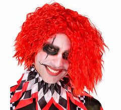Perruque de clown effrayante rouge