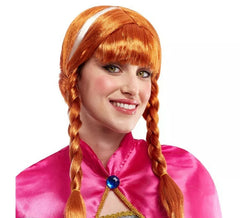 Perruque de princesse de glace rouge avec tresses