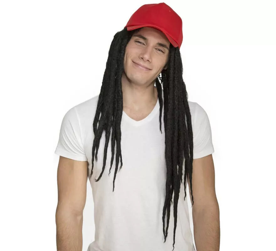 Translation missing: fr.Peluca de Rastas con Gorra Roja