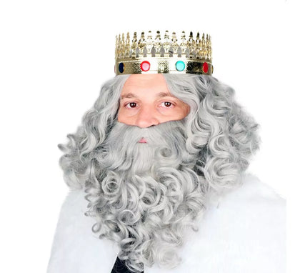 Peluca de Rey Mago con Barba gris mate
