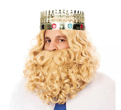 Perruque du Roi Sorcier avec barbe blonde mate