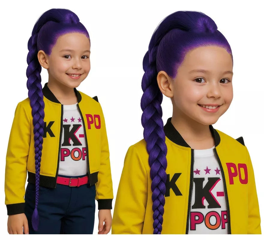 Translation missing: fr.Peluca con trenza lila Cantante K-Pop