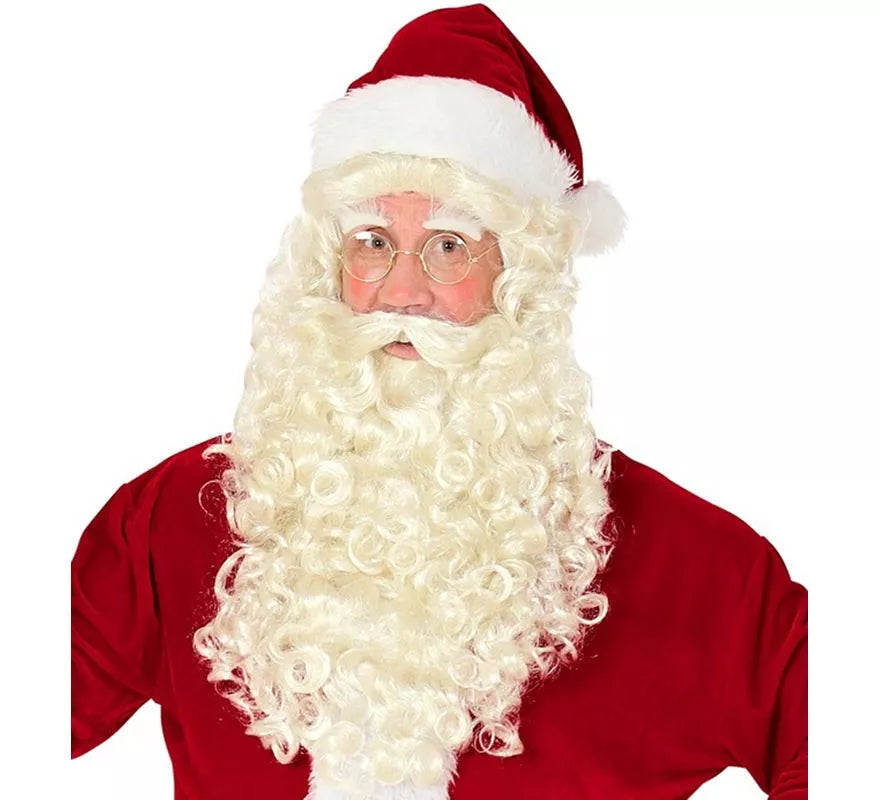 Peluca de Santa Claus o San Nicolás con Barba, Bigote y Cejas