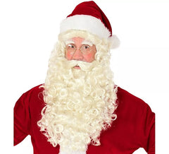 Perruque de Père Noël ou de Saint Nicolas avec barbe, moustache et sourcils