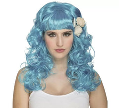 Perruque Petite Sirène Bleue avec coquillages