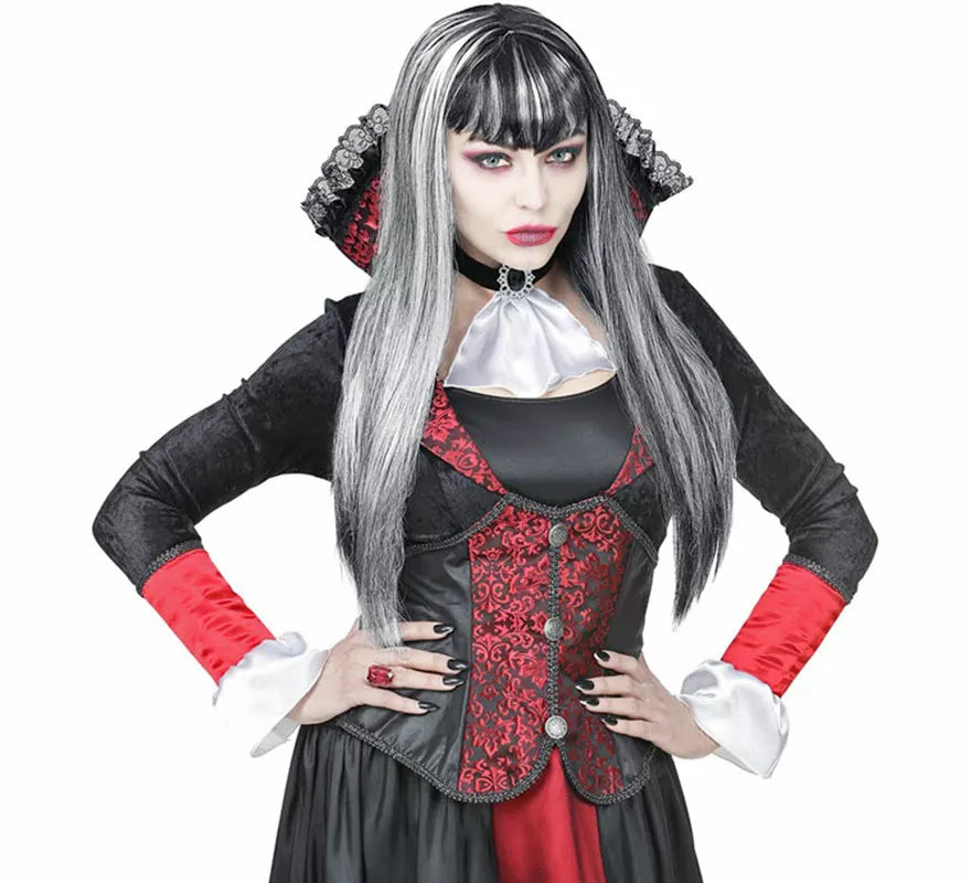 Translation missing: fr.Peluca de Vampiresa blanca y negra con Flequillo