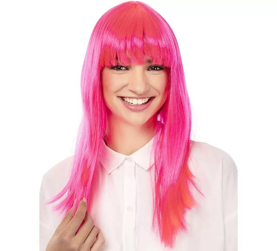 Translation missing: fr.Peluca Fashion Larga con flequillo rosa de 52 cm