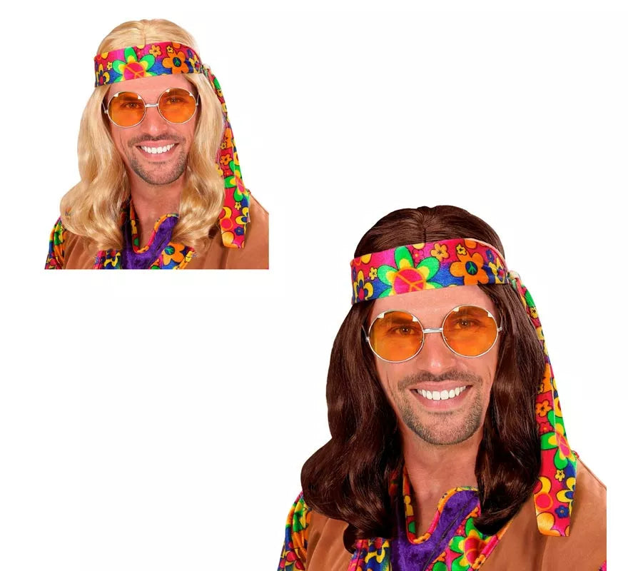 Translation missing: fr.Peluca Hippie con Banda en varios colores adulto