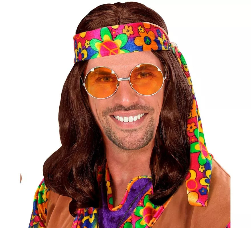 Translation missing: fr.Peluca Hippie con Banda en varios colores adulto
