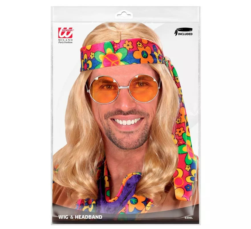 Translation missing: fr.Peluca Hippie con Banda en varios colores adulto