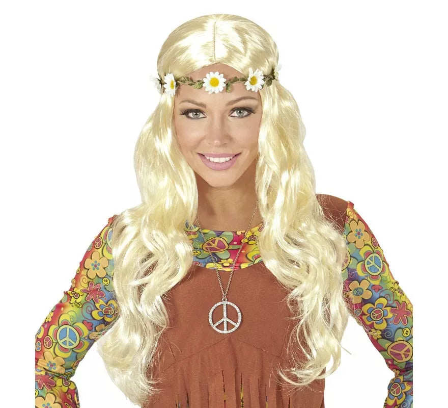 Peluca Hippie o Medieval con cinta en varios colores adulto