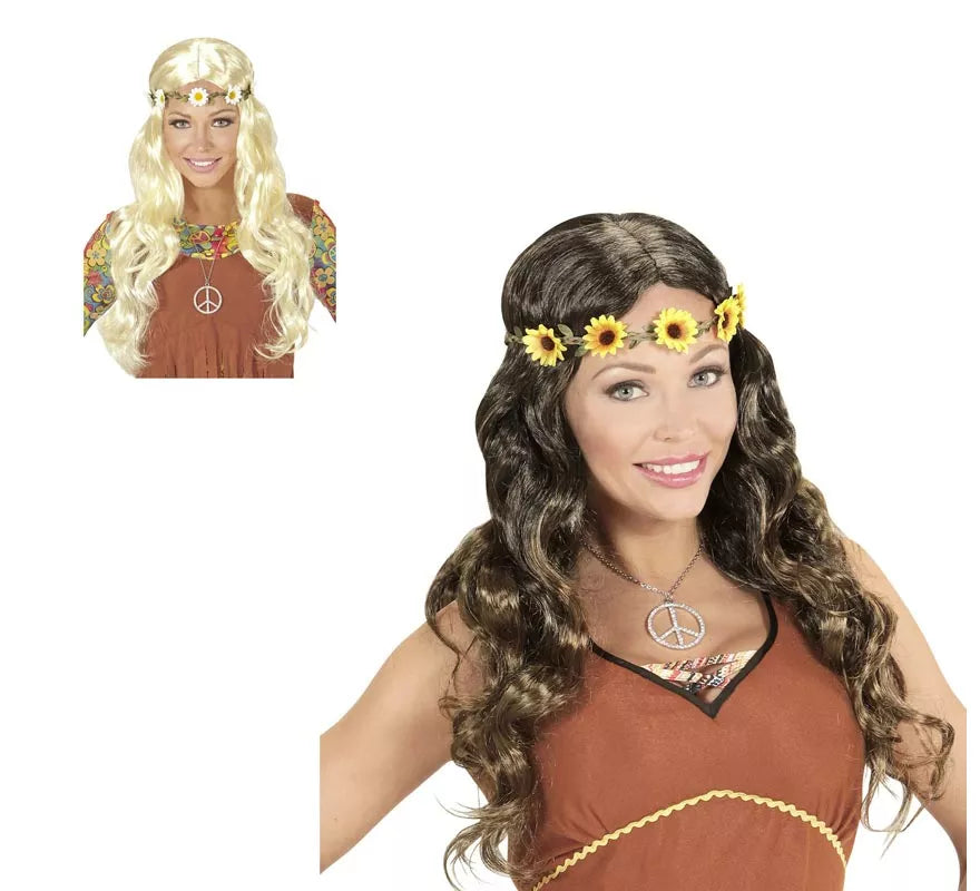 Translation missing: fr.Peluca Hippie o Medieval con cinta en varios colores adulto
