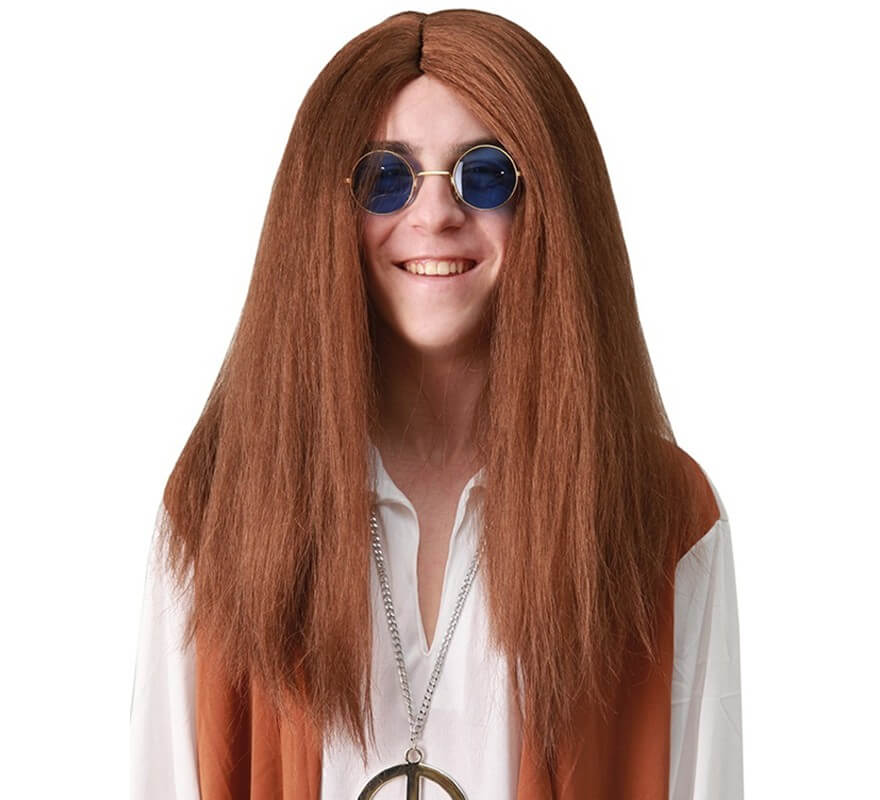 Translation missing: fr.Peluca Larga Lisa Hippie con raya en medio