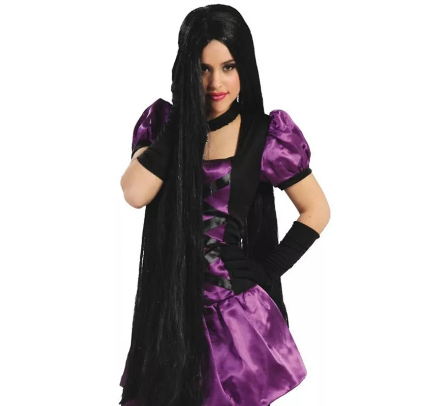 Translation missing: fr.Peluca larga negra extra para Halloween y Carnaval