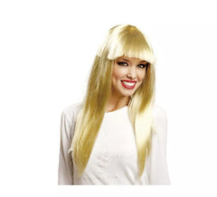 Perruque longue frange blonde