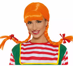 Perruque orange avec tresses