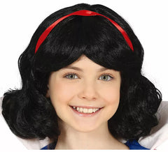 Perruque noire avec ruban rouge pour enfant