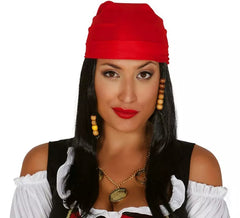 Perruque Noire Longue avec Bandana