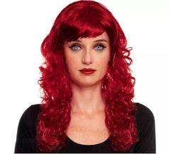 Perruque rousse ondulée avec frange