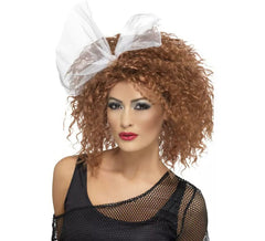 Perruque de Femme Pop Sauvage Châtain Frisé et Noeud