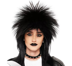 Perruque punk noire volumineuse