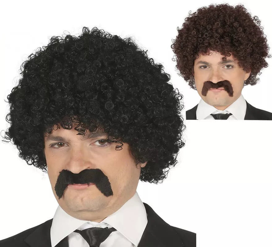 Translation missing: fr.Peluca Rizada con Bigote en varios colores