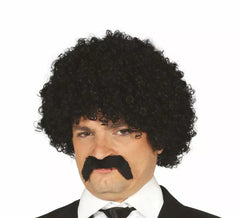 Perruque frisée avec moustache de différentes couleurs