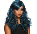 Peluca Rizada Gótica negra y azul
