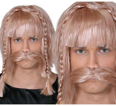Perruque de Viking Blonde avec moustache