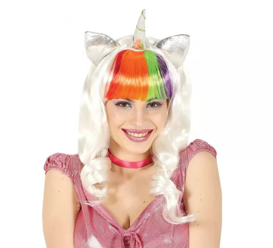 Translation missing: fr.Peluca Unicornio Blanca con Orejas y Cuerno