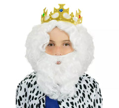 Perruque et barbe blanches de luxe pour enfants du roi sorcier Melchor