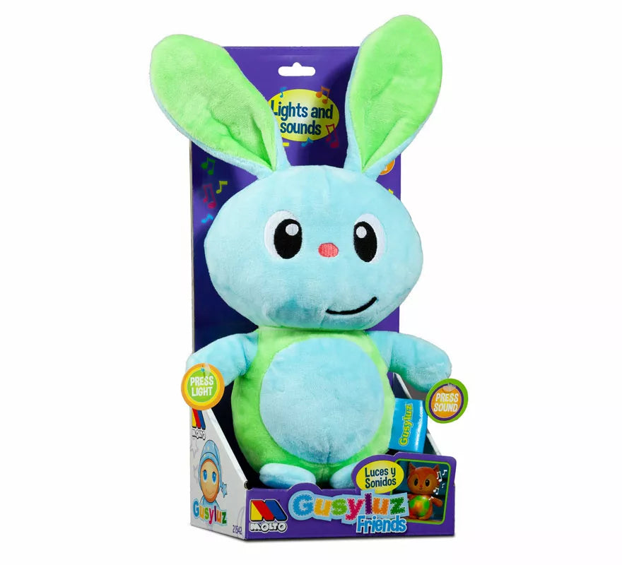 Peluche Conejito Gusy Luz Friends verde con Luces y Sonido