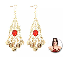 Boucles d'oreilles arabes avec pierre rouge