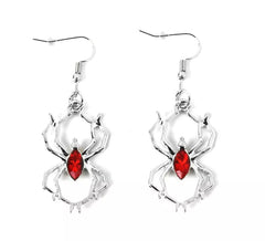 Boucles d'oreilles araignée avec faux rubis