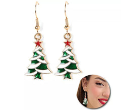 Boucles d'oreilles sapin de Noël en métal 2x2,5 cm
