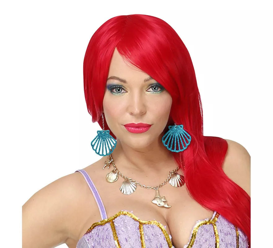 Pendientes Conchas Purpurina Azul