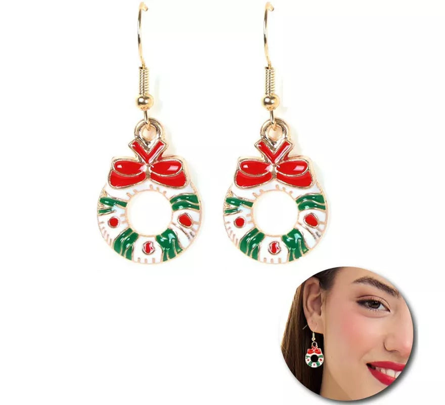 Translation missing: fr.Pendientes Corona de Navidad con lazo de 1,5x2,5 cm