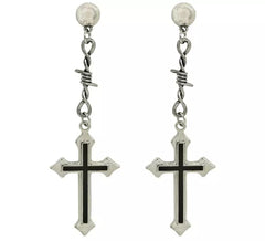 Boucles d'oreilles croix noire