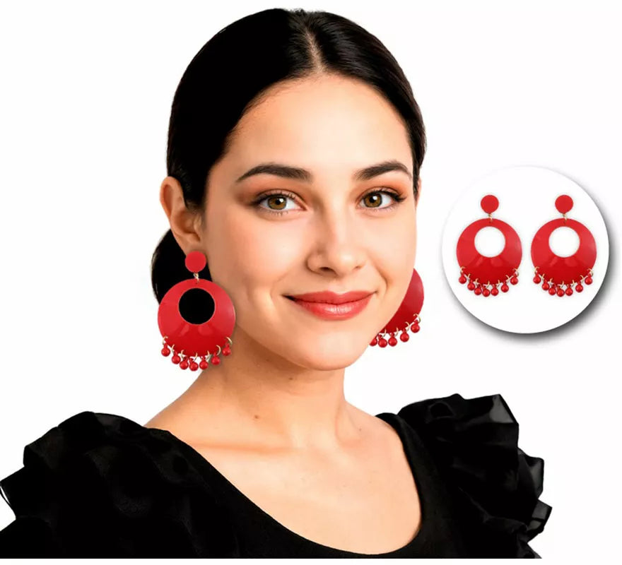 Translation missing: fr.Pendientes de Aro rojos de Sevillana o Flamenca