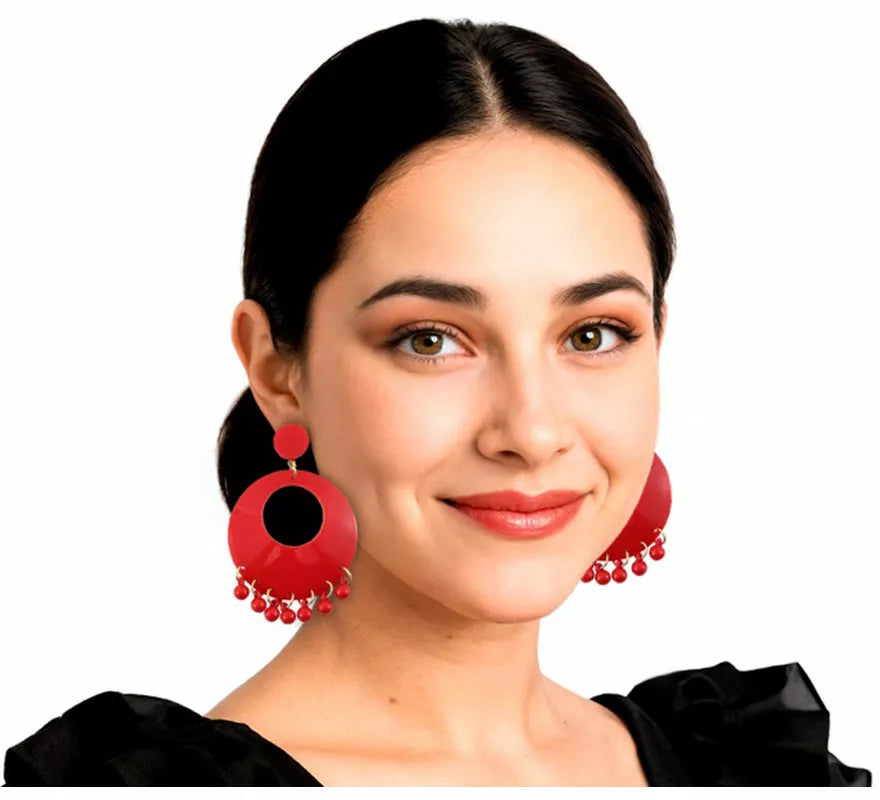 Translation missing: fr.Pendientes de Aro rojos de Sevillana o Flamenca