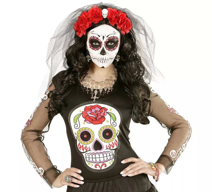 Translation missing: fr.Pendientes de Calavera Dorada con Rosa Negra