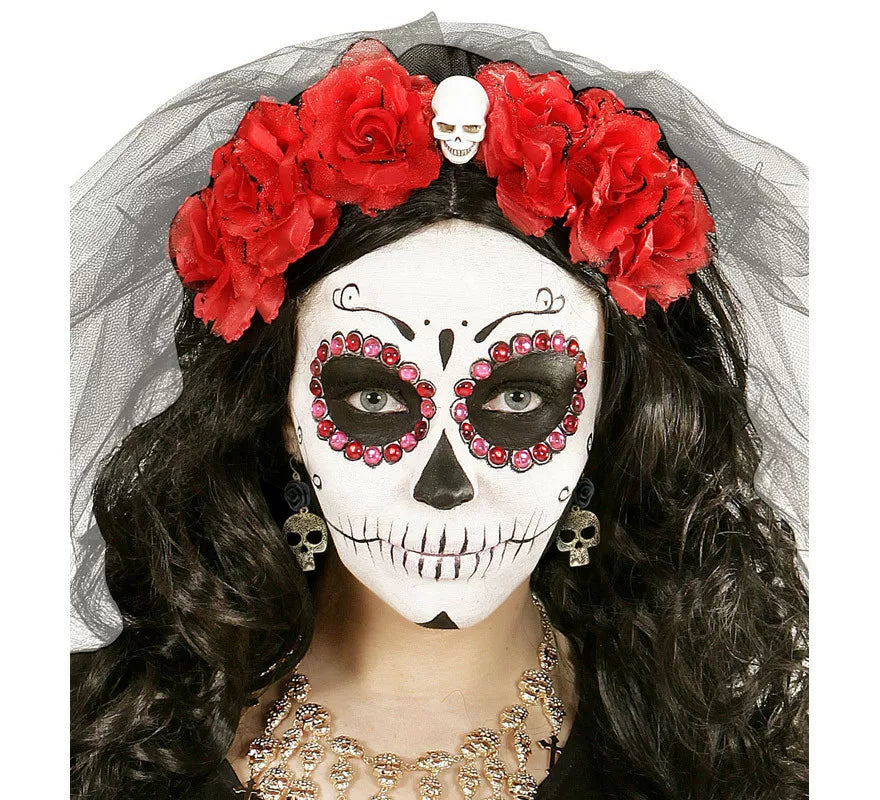 Translation missing: fr.Pendientes de Calavera Dorada con Rosa Negra