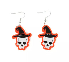 Boucles d'oreilles crânes avec chapeau